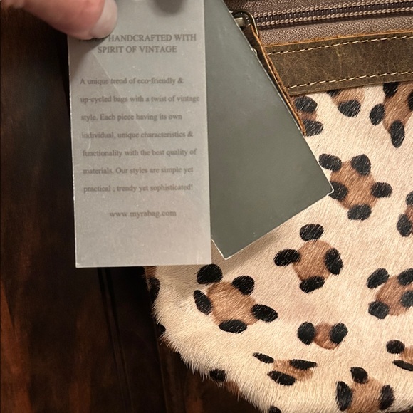 Myra Bag Brown and Cream Animal Print Crossbody - Picture 5 of 12